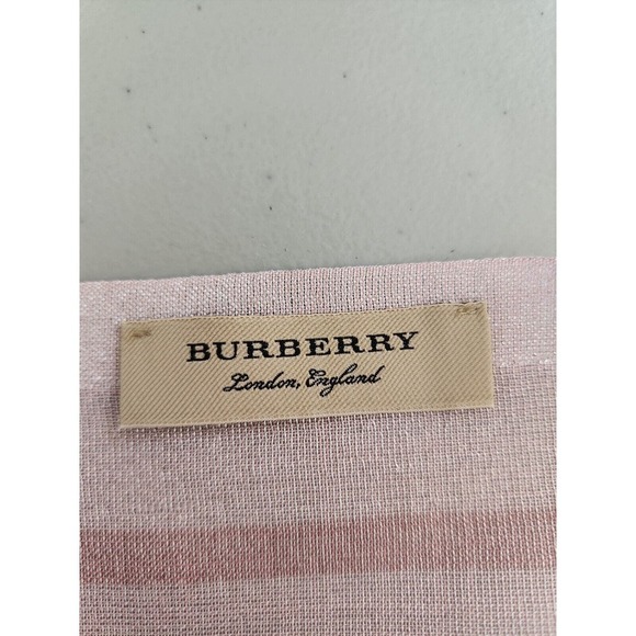 Burberry Lightweight Giant Check Wool Silk Viscose Scarf 84.6'' x 27.6'' Pink - Picture 10 of 16